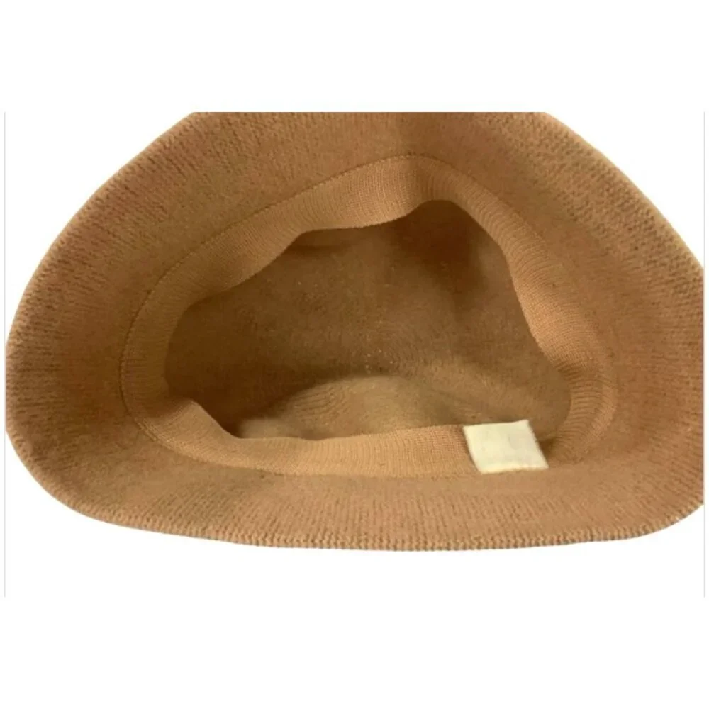 Kangol Angora Bucket Hat Camel Brown Textured Wool Blend Minimalist Streetwear
